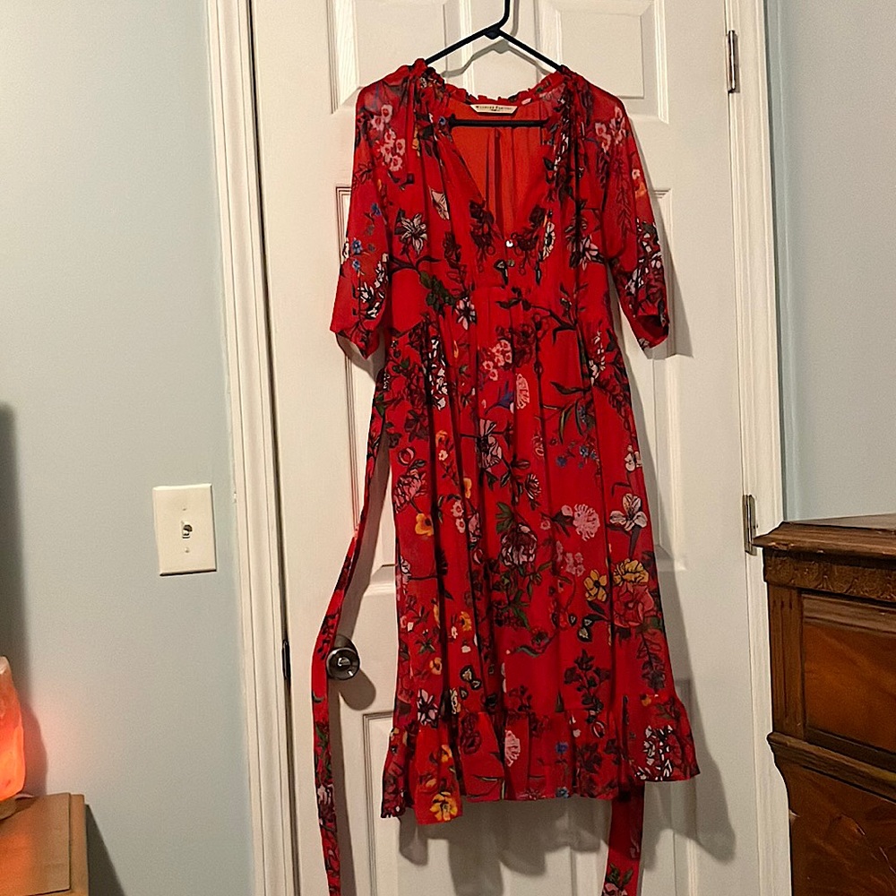 Beautiful red floral dress from eShakti, size 12
